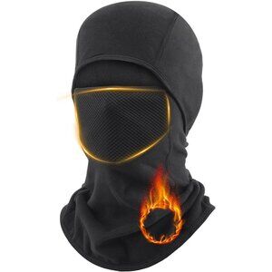 Breathable Winter Balaclava Ski Mask Black Thermal Fleece for Outdoor Sports